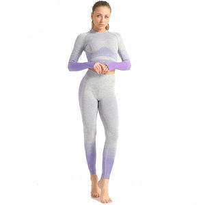 Conjunto de Yoga de Secado Rápido para Mujer, Diseño Sólido y Transpirable de Spandex/Poliéster, Cintura Baja, Cuello en V, Ropa Deportiva Resistente de 2 Piezas - Product Image 5