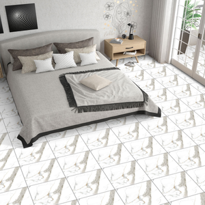 Azulejos de cerámica de 40x40 cm, azulejos para suelo, azulejos brillantes, azulejos cuadrados para suelo, 400 mm x 400 mm, azulejos para habitación, color blanco - Product Image 1