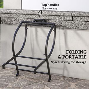 Porta Legna Pieghevole per Interni ed Esterni con Manici in Tela 43 cm x 38 cm x 40 cm Nero - Product Image 4