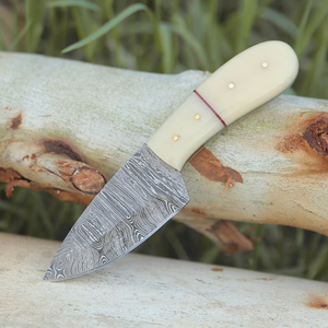 Customizable Stainless Steel Hunting <b>Knife</b> with Comfortable Handmade Curved Skinner <b>Knife</b> with <b>Bone</b> <b>Handle</b> & Leather Sheath - Product Image 3