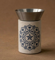 Brûleur d'encens en calligraphie arabe moderne, en acier inoxydable, fait main, avec housse en lin, décoration religieuse, utilisation toute saison