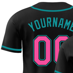 Maillot de baseball noir, rose et turquoise pour homme, boutonné, uniforme d'équipe, respirant, léger, vêtement de sport pour tournoi - Product Image 5