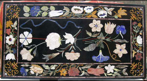 Fabricant et exportateur de dessus de table en marbre noir incrusté, dessus de table en marbre incrusté de pierre indienne. - Product Image 5