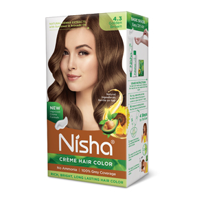 Coloration capillaire permanente en crème de qualité supérieure sans ammoniaque, brun doré 60g + 60ml, crème longue durée - Product Image 1