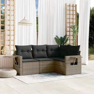 Dark Grey Rattan Garden <b>Sofa</b> <b>Set</b> With Waterproof Cushions Outdoor Furniture Contemporary Design - Product Image 1