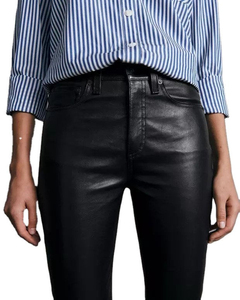 Best Selling <b>Men's</b> Premium Quality Lightweight <b>Leather</b> <b>Pants</b> High Street Winter Casual Wear Mid Waist Button Fly Closure Dark - Product Image 5