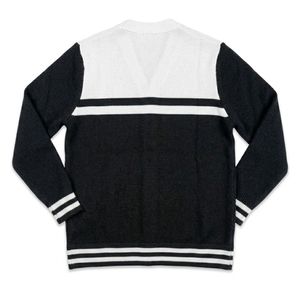 Suéter Cárdigan de Punto Personalizado en Blanco y Negro para Hombre y Mujer, con Logotipo Bordado, Cuello en V, Botones, Secado Rápido, Uniforme Escolar de Invierno - Product Image 5
