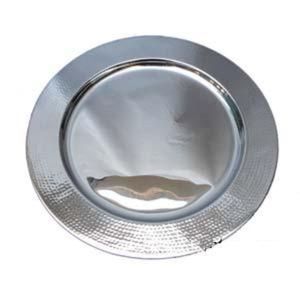 Assiette de présentation élégante en métal argenté texturé, plateau de service rond de luxe pour décoration de table de mariage, fournitures en gros pour événements et fêtes - Product Image 5