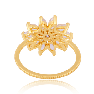 Anillo de Eternidad de Oro Amarillo Sólido de 18K con Topacio Hecho a Mano en India, Joyería de Lujo para Regalo de Boda para Mujer - Product Image 4