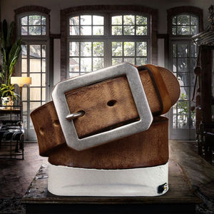 Cinturón Retro para Hombre, Hecho a Mano, con Hebilla de Latón Reforzado, Cuero Vacuno de Primera Capa, Estilo Casual Versátil, Vintage y Moderno - Product Image 3