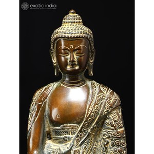 รูปปั้นพระพุทธรูปทองเหลืองขนาด8นิ้วรูปปั้นหรูหราและทนทานสำหรับตกแต่งบ้านและวิหารผลิตในอินเดีย - Product Image 2