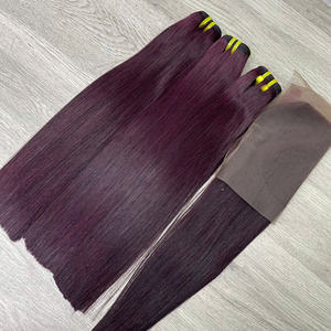 Vente en gros d'extensions de cheveux vietnamiennes 100% Super Double os droit bordeaux tissage cheveux vierges bruts - Product Image 2