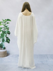 Kaftan en soie blanche, longue robe de soirée vintage à manches longues, coupe trapèze, pour l'été, vêtement de détente, cadeau de Noël pour elle - Product Image 3