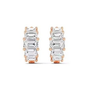 New Luxury Manufactured Moissanite Diamond <b>Earrings</b> for Women Certified Emerald Cut Sustainable Fine Available For Sale - Product Image 1