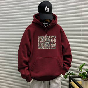 Sudadera con Capucha de Algodón 100% Personalizada al por Mayor para Hombre, Estilo Holgado con Diseño de Diamantes y Técnica de Bordado, Ideal para Invierno - Product Image 5