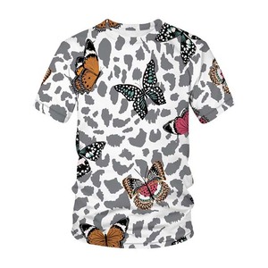 Butterfly Print Pattern Casual Regular Fit Digital Print Woven <b>Polyester</b> Breathable Men's Short Sleeve O-Neck T-<b>Shirt</b> - Product Image 4