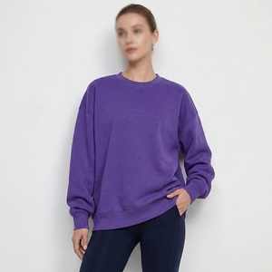 Women High Quality Oversized Fleece Pullover Sweatshirt Custom Logo Crewneck <b>Drop</b> Shoulder Casual Active Terry Long Hoodie - Product Image 4