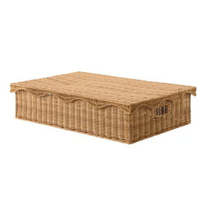 Large Rattan Underbed Storage Basket With Scalloped Lid Bulk, Handcrafted Wicker Laundry Clothes <b>Hamper</b> <b>Box</b> Manufacturer Vietnam - Product Image 1