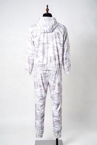 Mens White Camouflage Hooded Windbreaker Tracksuit Lightweight <b>Zip</b> <b>Up</b> <b>Jacket</b> and Jogger Set Waterproof Outdoor Sportswear - Product Image 2