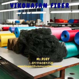 VIKOHASAN Fibre de polyester recyclée sèche solide du Vietnam 100% 6D51SD Noir 51mm Matériau de rembourrage en fil ignifuge - Product Image 3