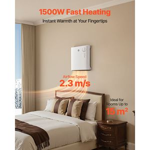 Stufa Elettrica Portatile da Parete 1500W, 3 Modalità Intelligenti con Regolazione a Manopola, Design Anti-Ribaltamento per Uso Esterno - Product Image 2
