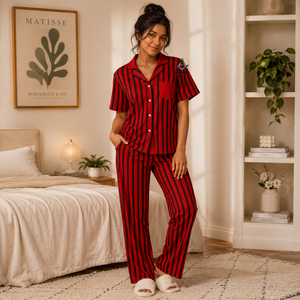 Ropa de Dormir para Mujer con Rayas Rojas y Negras, Estilo Griego, para la Hermandad Delta Sigma, Prendas Masónicas Tradicionales - Product Image 1