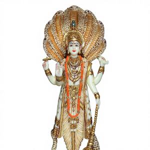 Estatua del Dios Hindú Vishnu, Figura de Vishnu de Mármol Blanco, Escultura de Dios Vishnu en Poliresina - Product Image 1