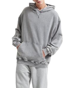 เสื้อมีฮู้ดปักลายสีดำมีน้ำหนักมาก500 GSM ซักกรดซีดจางโอเวอร์ไซส์ใส่ได้ทุกเพศเสื้อมีฮู้ดพื้นฐาน - Product Image 4