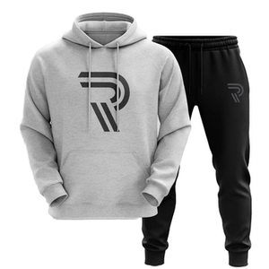 Chándal de invierno para hombre, informal, ecológico, con capucha, forro polar transpirable de secado rápido, estampado de letra R en contraste, con bolsillos laterales - Product Image 6