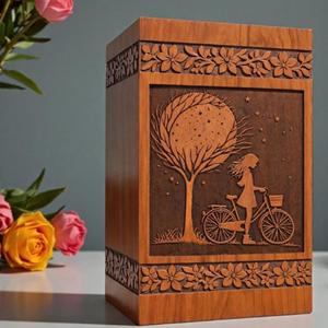 Urna de Madera Personalizada, Grabada con Árbol y Bicicleta, Recuerdo Conmemorativo de Cremación por AYAANS - Product Image 4