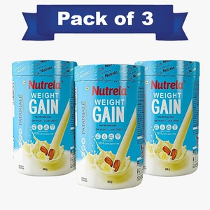 Complément alimentaire Patanjali Nutrela pour la prise de poids – Gainer de masse musculaire à base de plantes avec protéines, glucides, 16 plantes médicinales et glutamine - Product Image 1