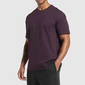 T-shirt en jersey à manches courtes et col rond pour homme, violet foncé, coupe classique, couleur unie, décontracté, personnalisable, pour le fitness, vente en gros, haute qualité - Product Image 1
