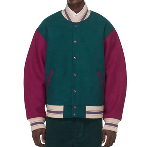 Veste universitaire personnalisée hiver haute qualité Patchwork couleur collège baseball Letterman veste universitaire en laine pour hommes - Product Image 3