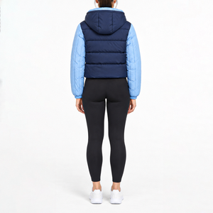Chaqueta Corta Acolchada Térmica de Dos Tonos para Mujer, Ropa Deportiva Casual para Exteriores, con Capucha en Contraste, Chaqueta Corta de Invierno - Product Image 2
