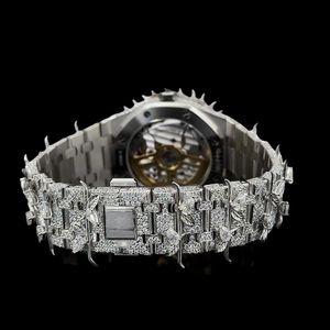 Fully <b>Iced</b> <b>Out</b> White Gold Branded <b>Watch</b> with vvs Moissanite Diamond Hip Hop Style Man's Jewelry Design Trendy Accessories - Product Image 4