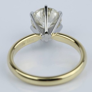 Stylish 2 Carat Vintage Round Cut Diamond 1940 Engagement <b>Ring</b> Rhodium Plated Yellow <b>Gold</b> Handmade Tension Setting - Product Image 4