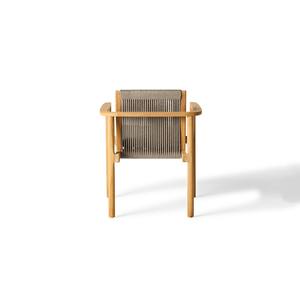 Silla de Comedor de Madera de Teca Natural con Respaldo de Cuerda y Cojín en el Reposabrazos – Muebles de Madera Modernos para Restaurante o Cafetería - Product Image 4