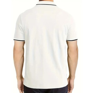 เสื้อโปโลแขนสั้นสีดำสำหรับผู้ชาย ทรงปกติ สวมใส่สบาย ผ้าฝ้ายถัก ระบายอากาศได้ดี ดีไซน์เรียบง่าย ติดกระดุมด้านหน้า - Product Image 3