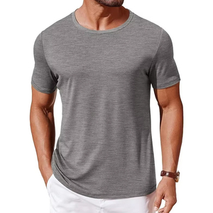 T-shirt classique basique à manches courtes et col rond pour homme, 100 % coton, avec motif lettre brodé, coupe ample, anti-boulochage, idéal pour l'été - Product Image 5