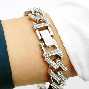 Geometric Link Chain <b>Statement</b> <b>Necklace</b> 14K Gold Plated Lab Grown Crystal Rhinestone Certified Unisex Hiphop Style - Product Image 5
