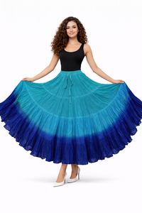 Sólido Largo Maxi Boho Mujeres Club Trajes de escenario Teñido 25 yardas Algodón Falda gitana con actuaciones Estilo Latino Talla única para todos - Product Image 4