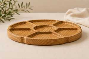 Bandeja Ovalada de Madera con 1 Compartimento, Diseño Clásico, de Una Sola Capa, Acabado Pulido, Apta para Lavavajillas, para Uso en la Cocina, para Servir Alimentos - Product Image 4