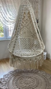 Columpio doble de macramé para patio, Silla hamaca para patio, Columpio de macramé, Columpio colgante, Macramé - Product Image 3