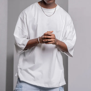 T-shirt Homme Oversize en Coton Blanc Imprimé avec Logo Personnalisé, Manches Courtes, Col Rond, Coupe Décontractée, Motif Lettres au Dos - Product Image 2