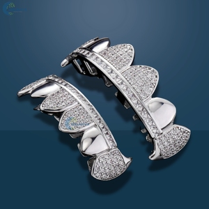 Grillz de Moissanita Iced Out Personalizados, Grillz de Hip Hop de Oro Blanco de 10K, Joyería Premium para Raperos - Product Image 2