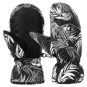 Hot Sale High Quality Yellow Grey Wind Stop Waterproof Breathable Winter Snow Ski Genuine Goat Skin Mitten Ski Gloves for Lady - Product Image 4