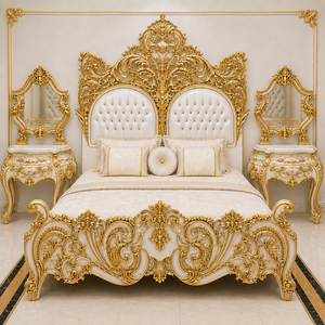 Juego de cama estilo europeo con corona imperial, compre una cama tamaño king con tapicería capitoné, muebles de dormitorio estilo antiguo para el hogar/villas - Product Image 5