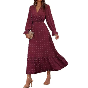 Women’s Swiss Dot Maxi <b>Dress</b>, Long Sleeve V-Neck <b>Bohemian</b> Spring <b>Summer</b> <b>Dress</b> for Casual, Vacation, Beach, and Everyday Wear - Product Image 5