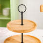 Support à gâteau en bois à 2 niveaux, forme ronde, présentoir à desserts réutilisable - Product Image 4