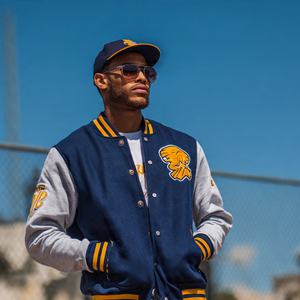 Chaqueta Varsity de Talla Grande para Hombre, con Mangas de Cuero y Bordado, Cuello Redondo, Chaqueta de Béisbol de Invierno para Hombre - Product Image 5